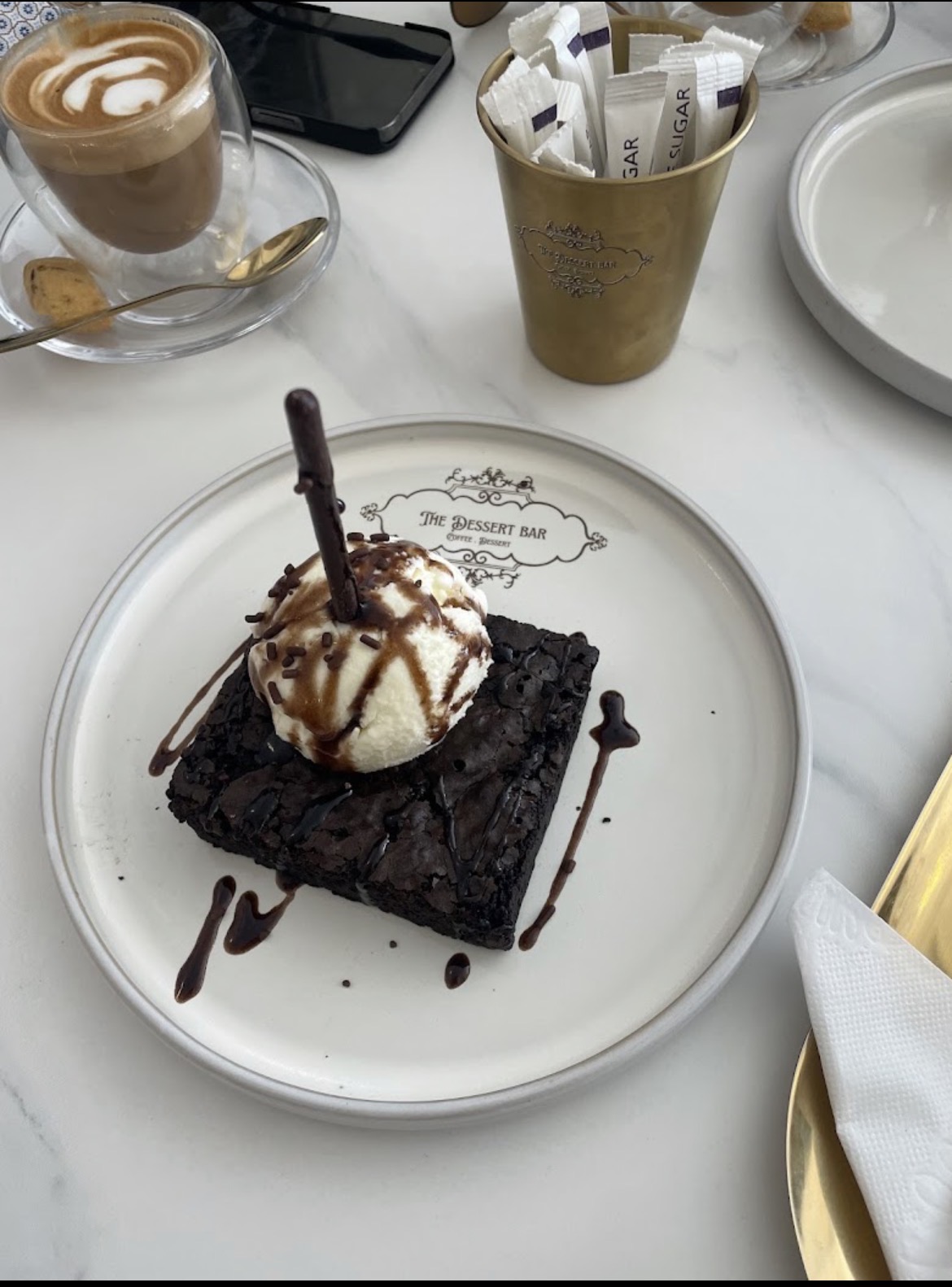Chocolate brownie sundae